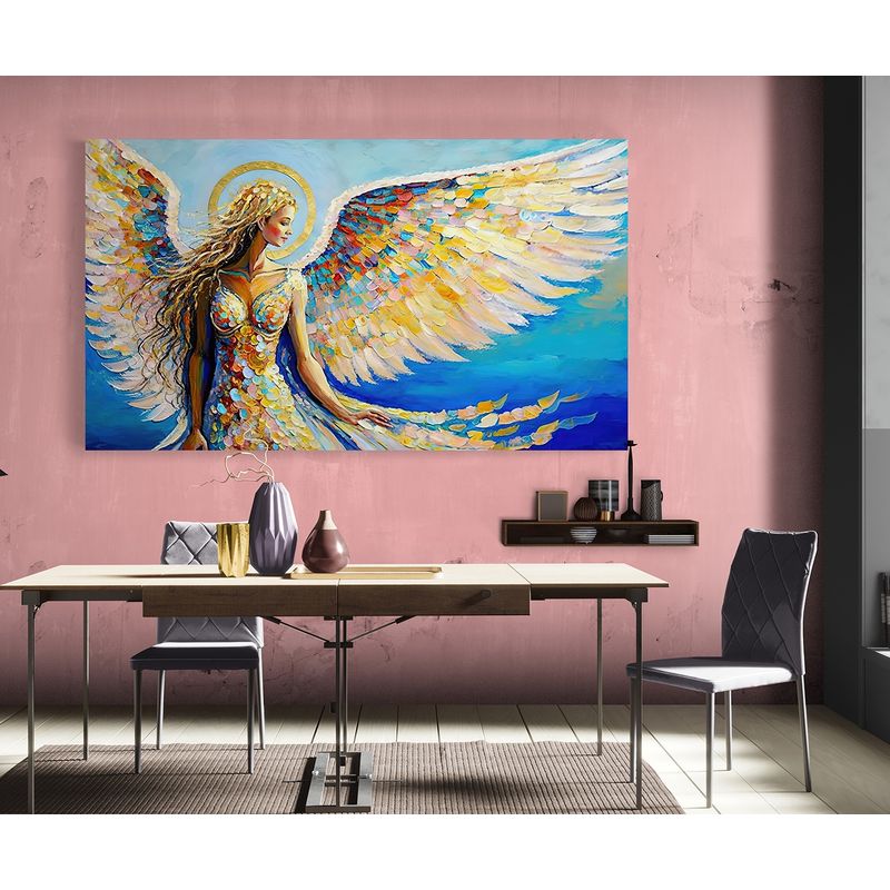 TAYRONA STORE - Cuadro En Lienzo Para Comedor Pintura Angeles 001 80x45cm