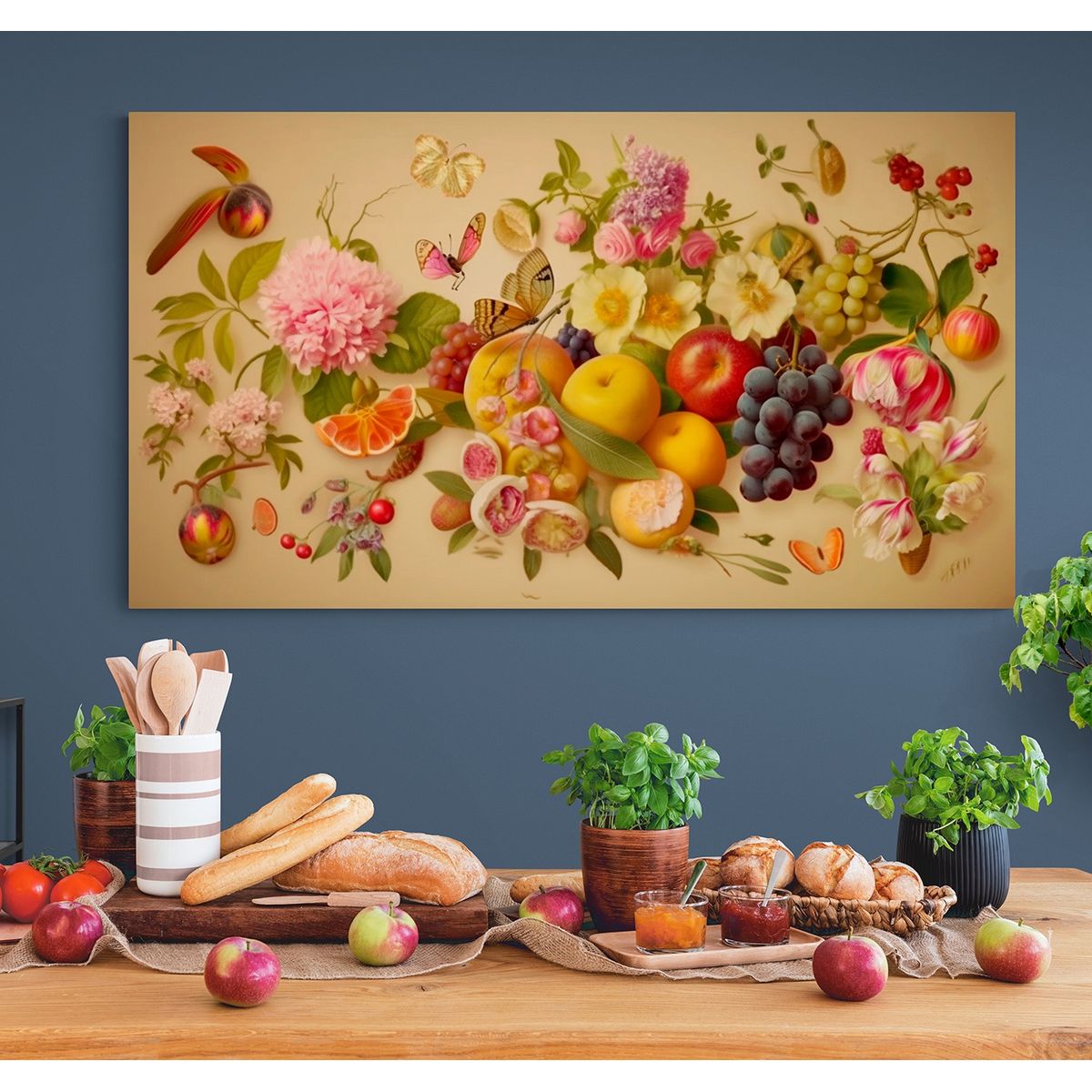 TAYRONA STORE - Cuadro En Lienzo Para Comedor Bodegon Frutas 318 80x45cm
