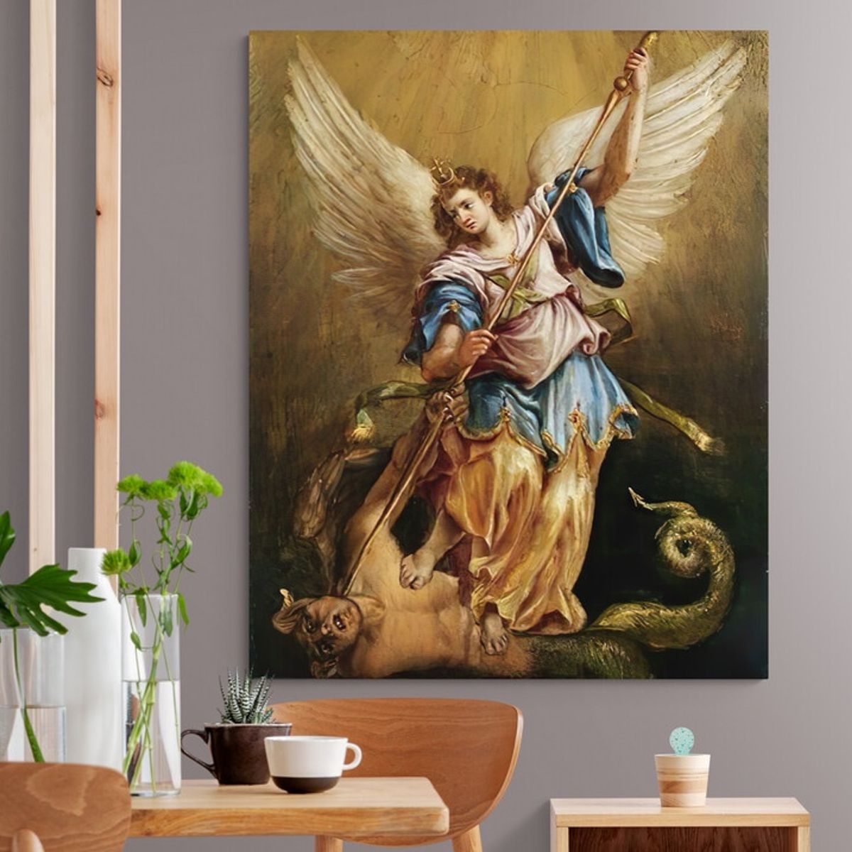 TAYRONA STORE - Cuadro En Lienzo Religioso Arcangel San Miguel 17 80x100cm