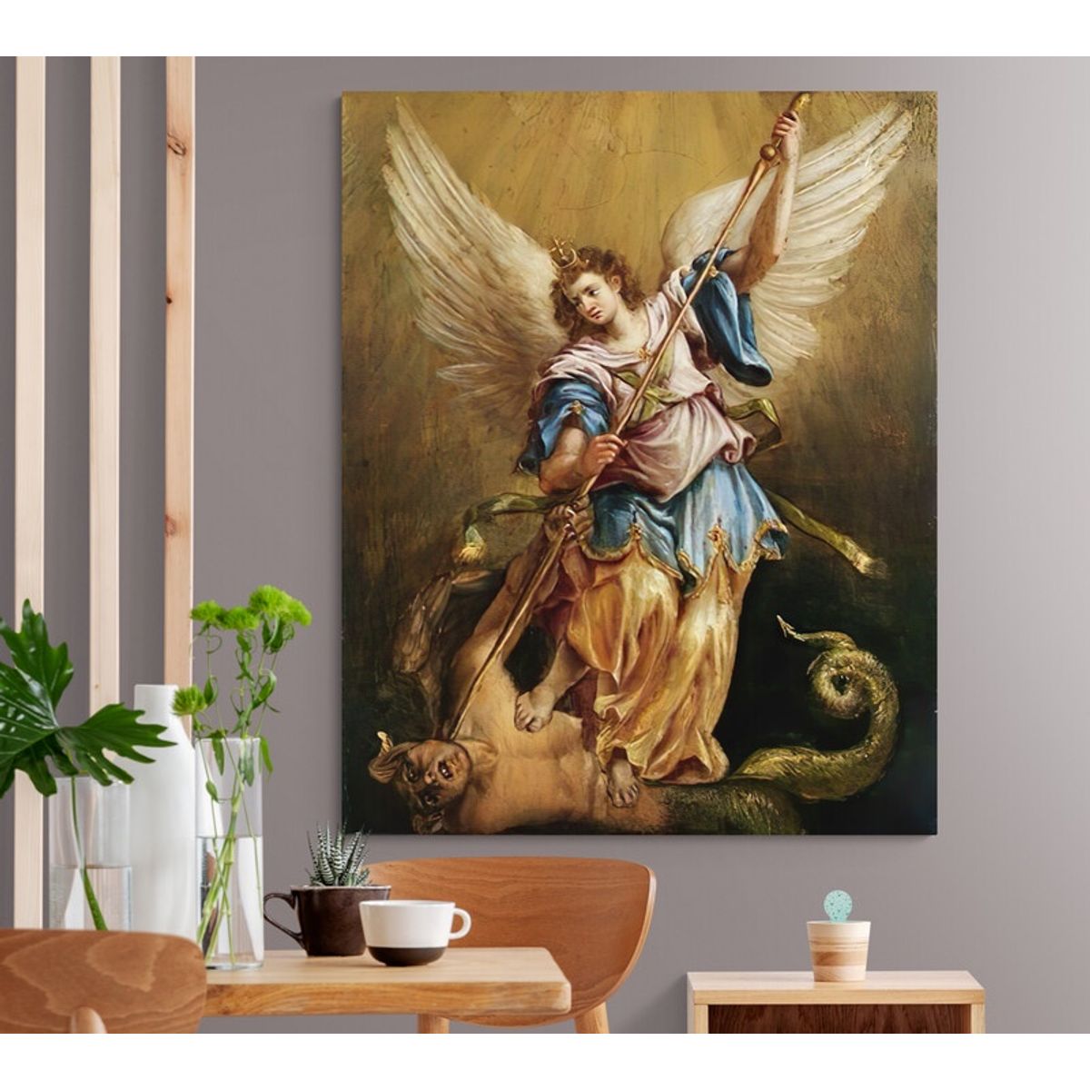 TAYRONA STORE - Cuadro En Lienzo Religioso Arcangel San Miguel 17 80x100cm