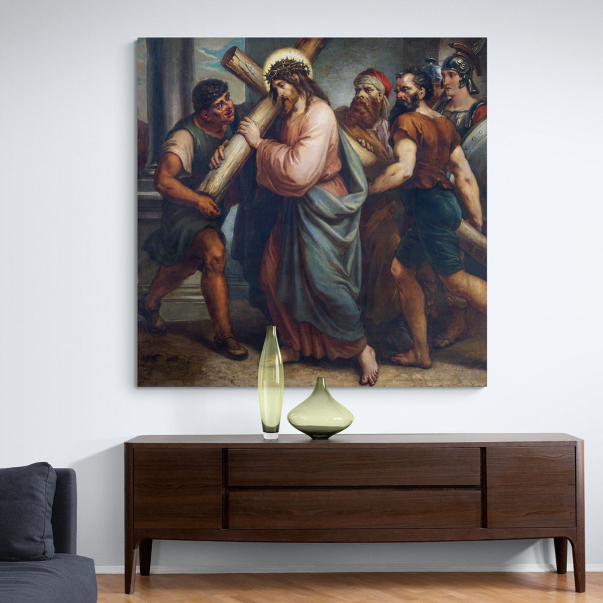 TAYRONA STORE - Cuadro Lienzo Religioso Jesus Cristo Crucifixión 106 60x60cm