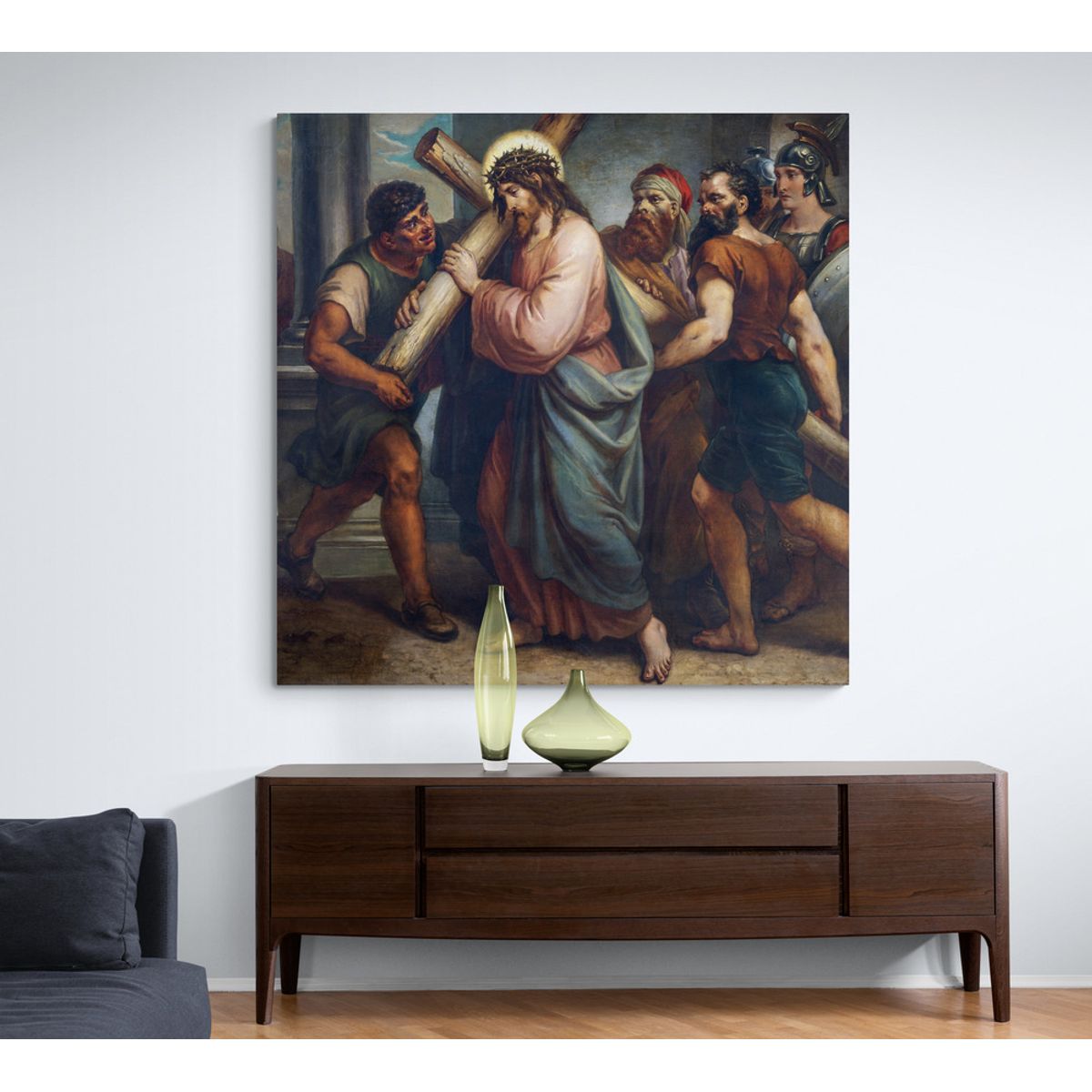 TAYRONA STORE - Cuadro Lienzo Religioso Jesus Cristo Crucifixión 106 60x60cm