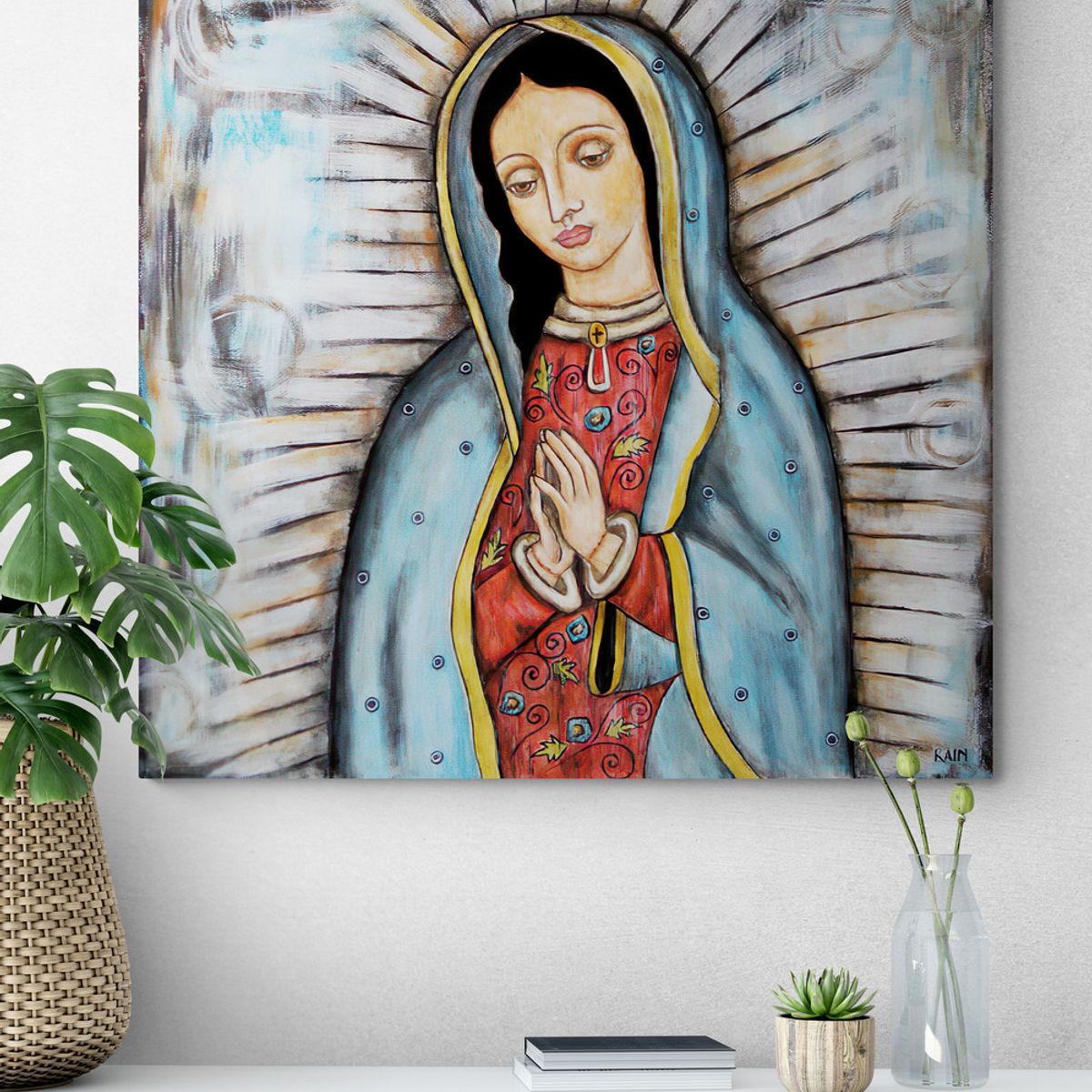 TAYRONA STORE - Cuadro En Lienzo Religioso Virgen De Guadalupe 020 60x60cm