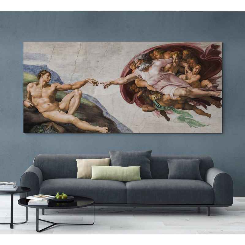 TAYRONA STORE - Cuadro Lienzo Religion Creacion Jesus Cristo 059 100x45cm