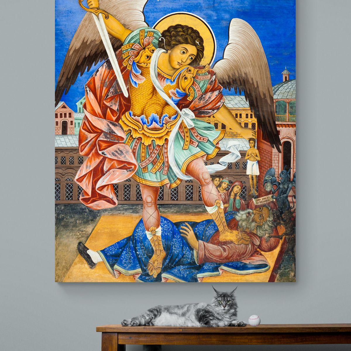 TAYRONA STORE - Cuadro En Lienzo Religioso Arcangel San Miguel 01 120x150cm