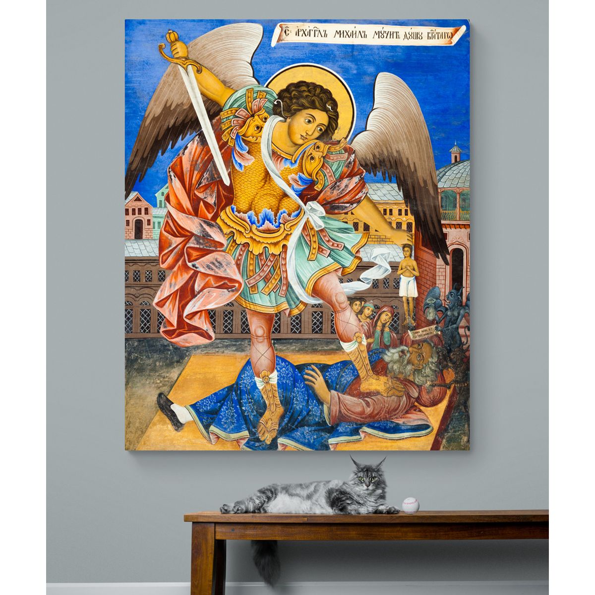 TAYRONA STORE - Cuadro En Lienzo Religioso Arcangel San Miguel 01 120x150cm