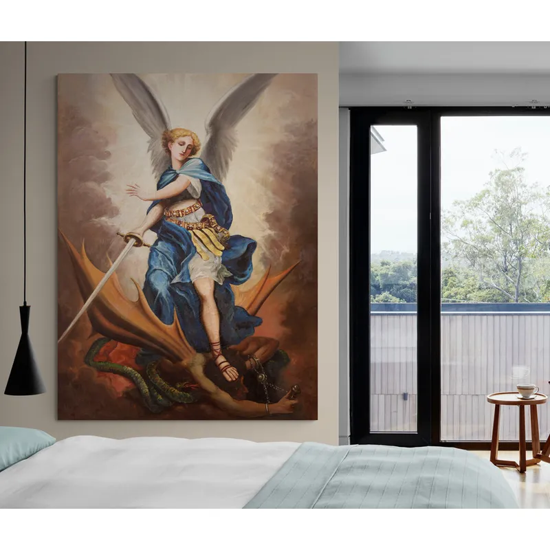 TAYRONA STORE - Cuadro En Lienzo Religioso Arcangel San Miguel 02 100x135cm