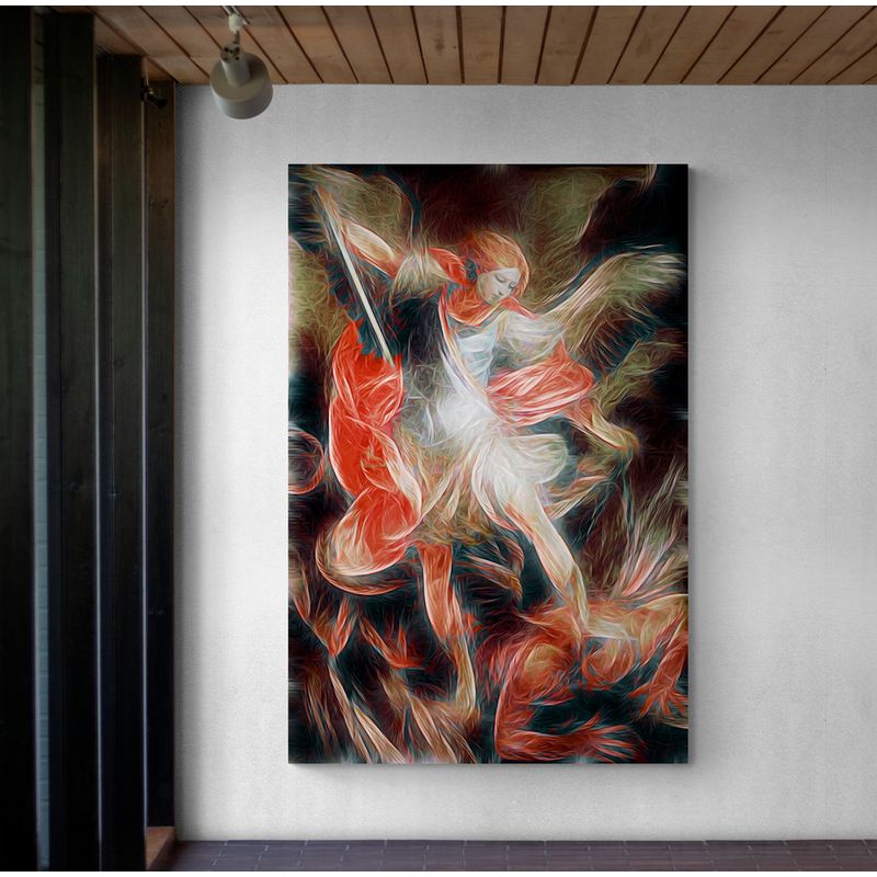 TAYRONA STORE - Cuadro En Lienzo Religioso Arcangel San Miguel 03 70x100cm