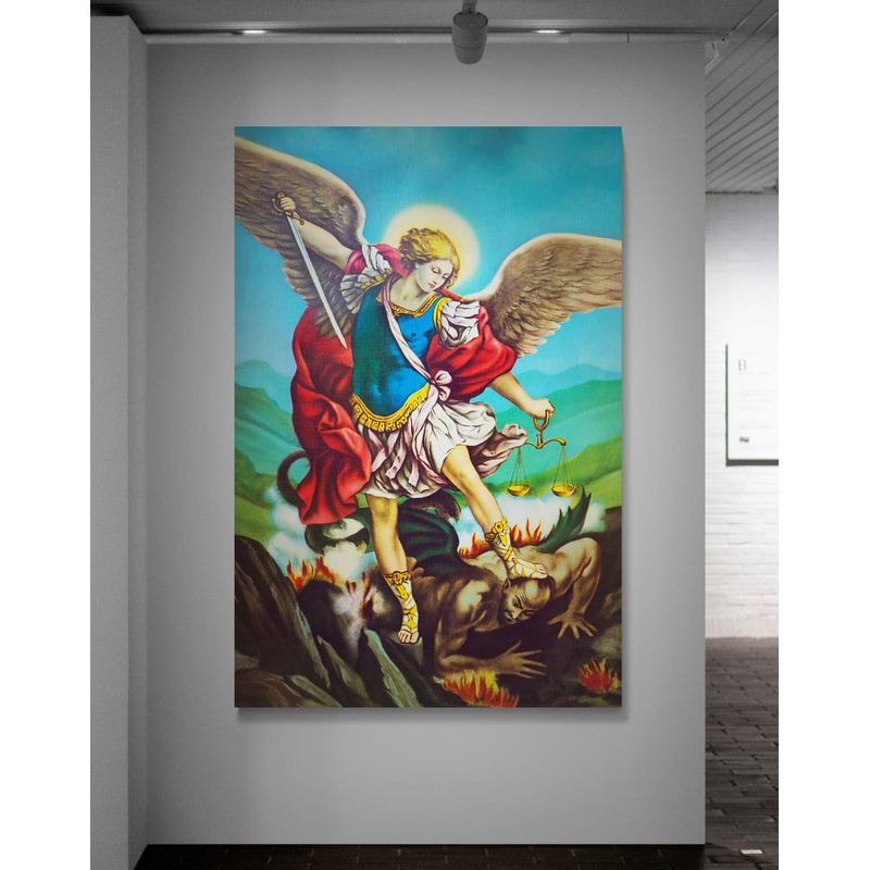 TAYRONA STORE - Cuadro En Lienzo Religioso Arcangel San Miguel 04 100x150cm