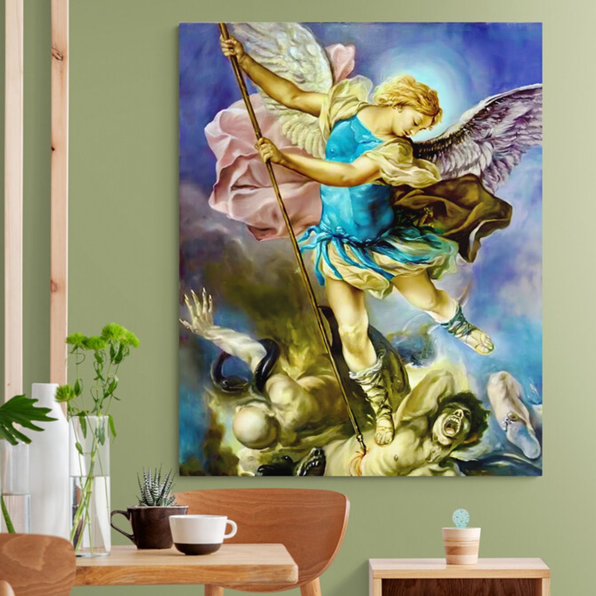 TAYRONA STORE - Cuadro En Lienzo Religioso Arcangel San Miguel 16 80x100cm