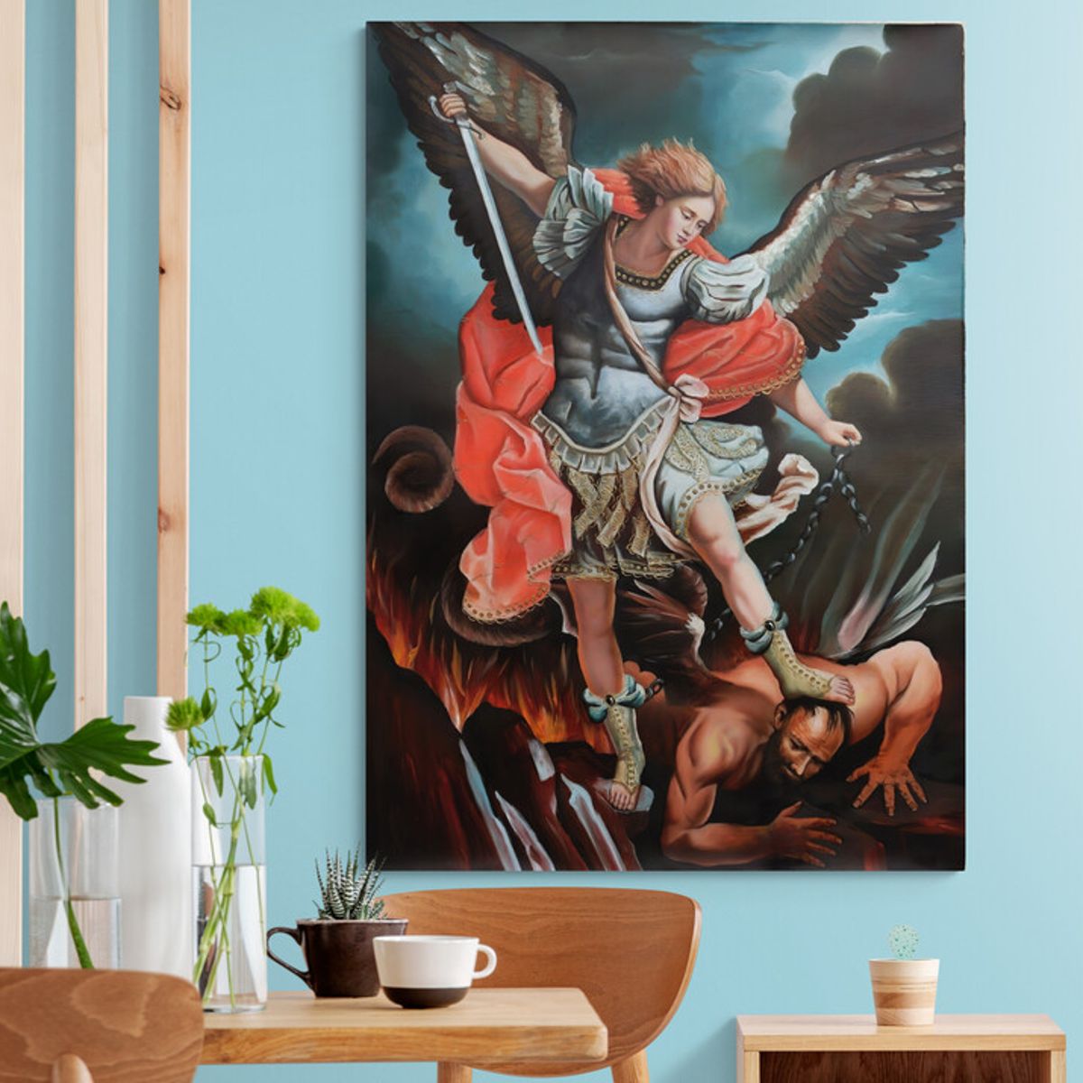 TAYRONA STORE - Cuadro En Lienzo Religioso Arcangel San Miguel 20 80x120cm