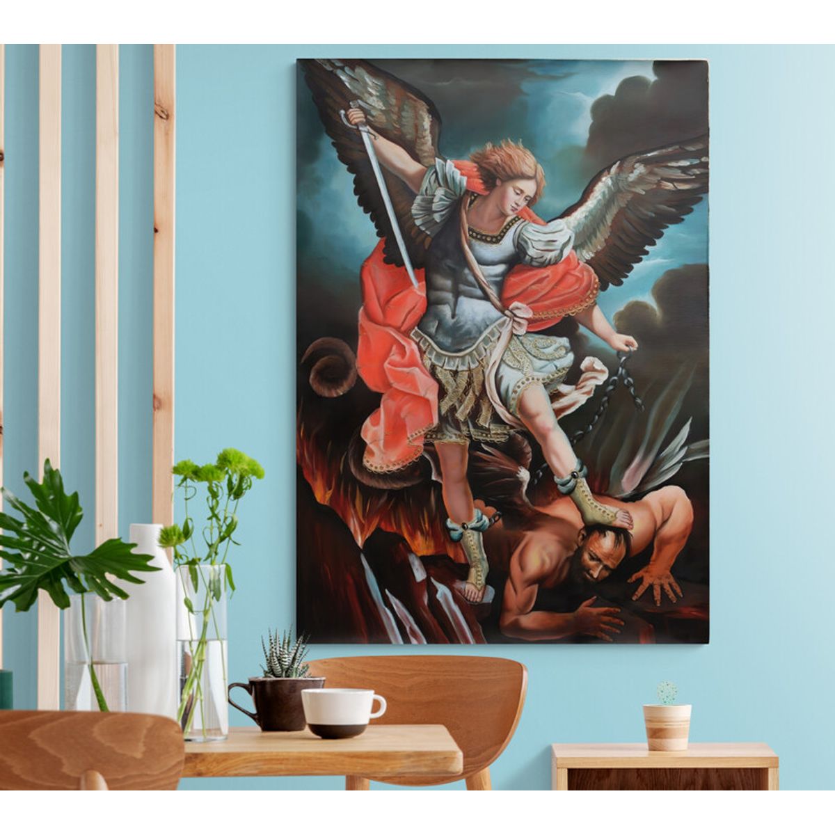 TAYRONA STORE - Cuadro En Lienzo Religioso Arcangel San Miguel 20 80x120cm