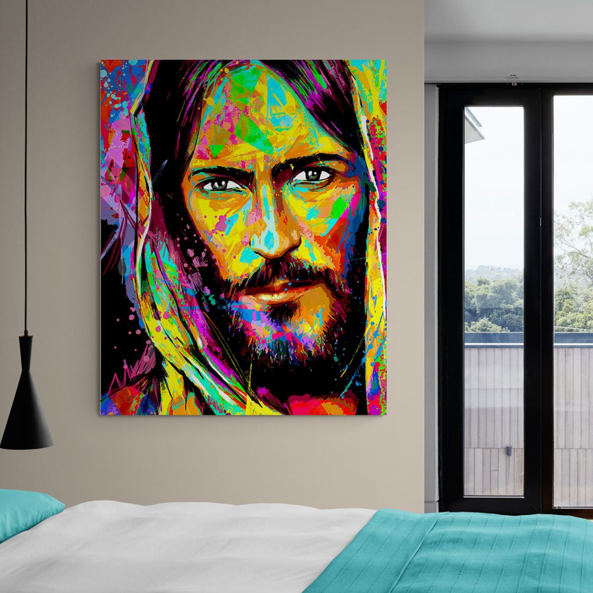TAYRONA STORE - Cuadro Lienzo Religion Jesus Cristo Colores Rostro 01 60x75cm