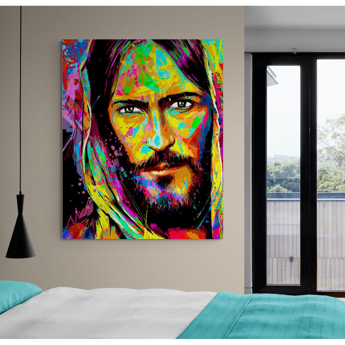 TAYRONA STORE - Cuadro Lienzo Religion Jesus Cristo Colores Rostro 01 60x75cm