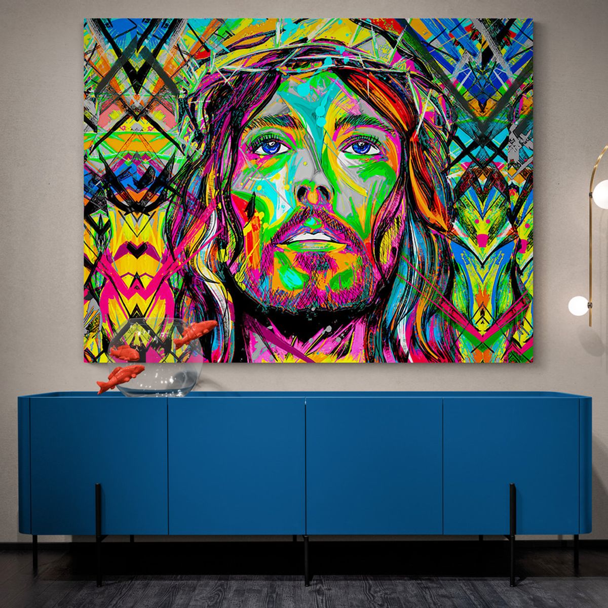 TAYRONA STORE - Cuadro Lienzo Religion Jesus Cristo Colores Rostro 05 135x100cm