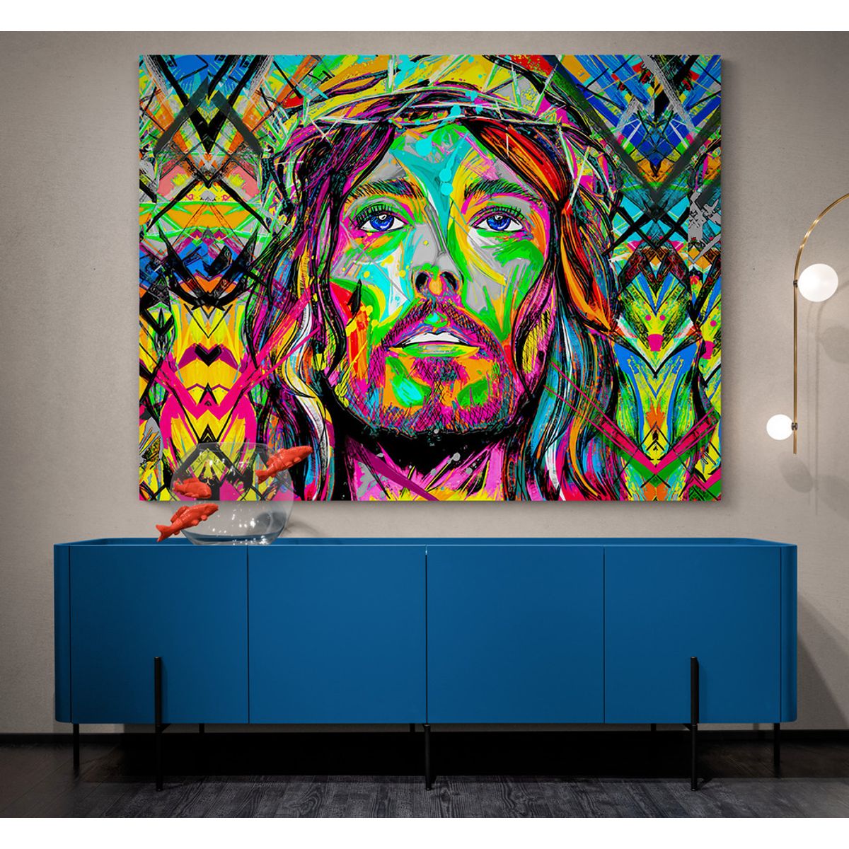 TAYRONA STORE - Cuadro Lienzo Religion Jesus Cristo Colores Rostro 05 135x100cm