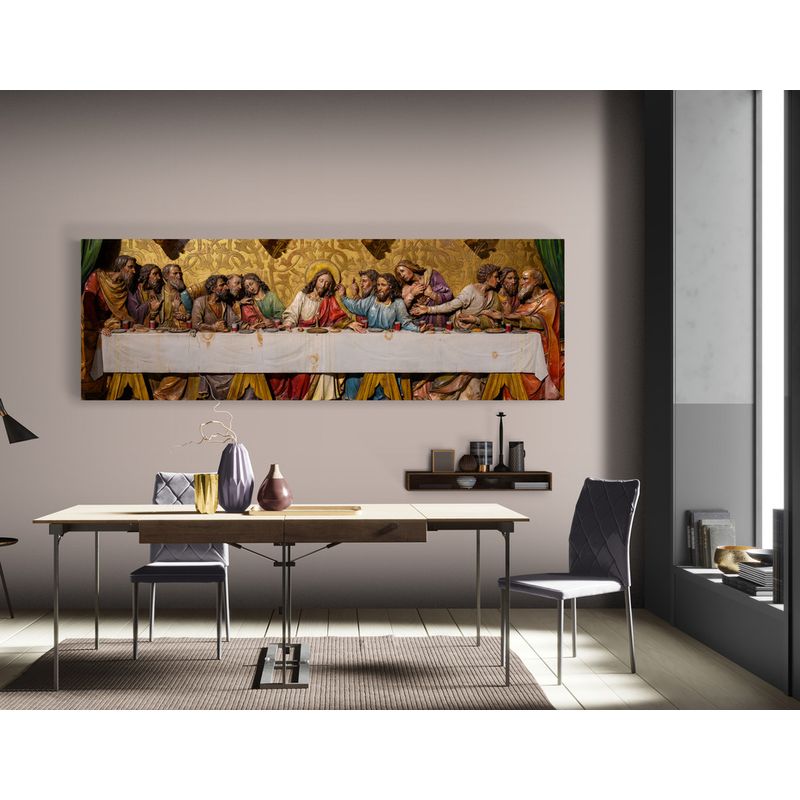 TAYRONA STORE - Cuadro Lienzo Religion Jesus Cristo Ultima Cena 099 120x40cm