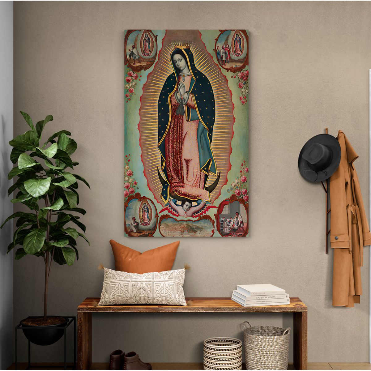 TAYRONA STORE - Cuadro En Lienzo Religioso Virgen De Guadalupe 028 75x120cm