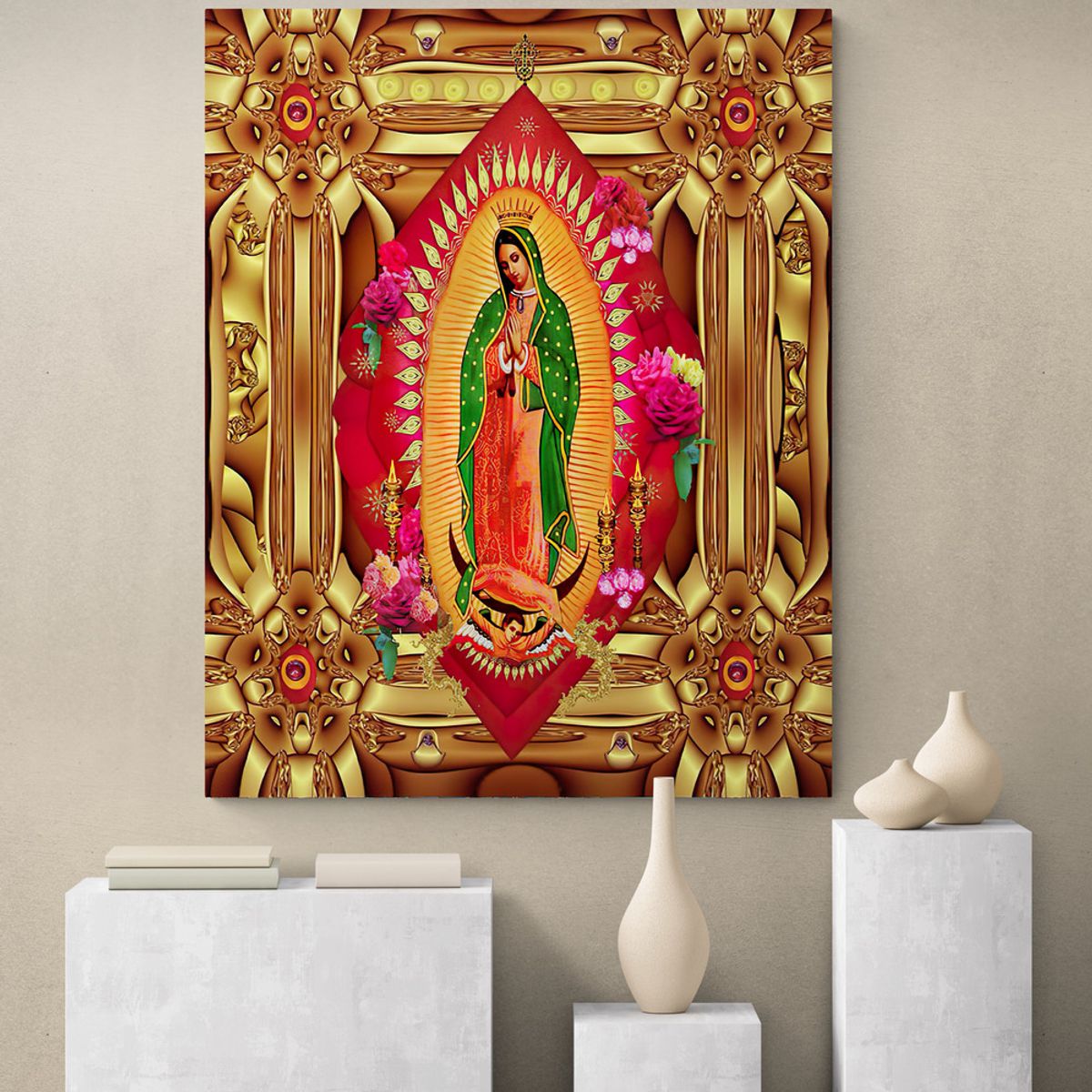 TAYRONA STORE - Cuadro En Lienzo Religioso Virgen De Guadalupe 029 60x75cm
