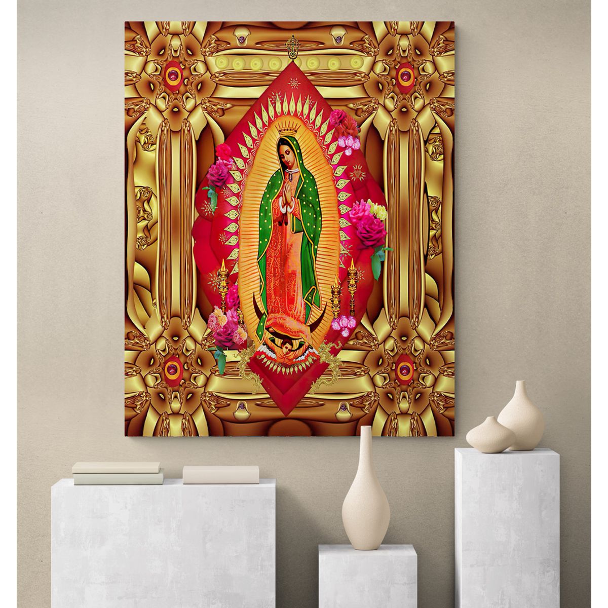 TAYRONA STORE - Cuadro En Lienzo Religioso Virgen De Guadalupe 029 60x75cm