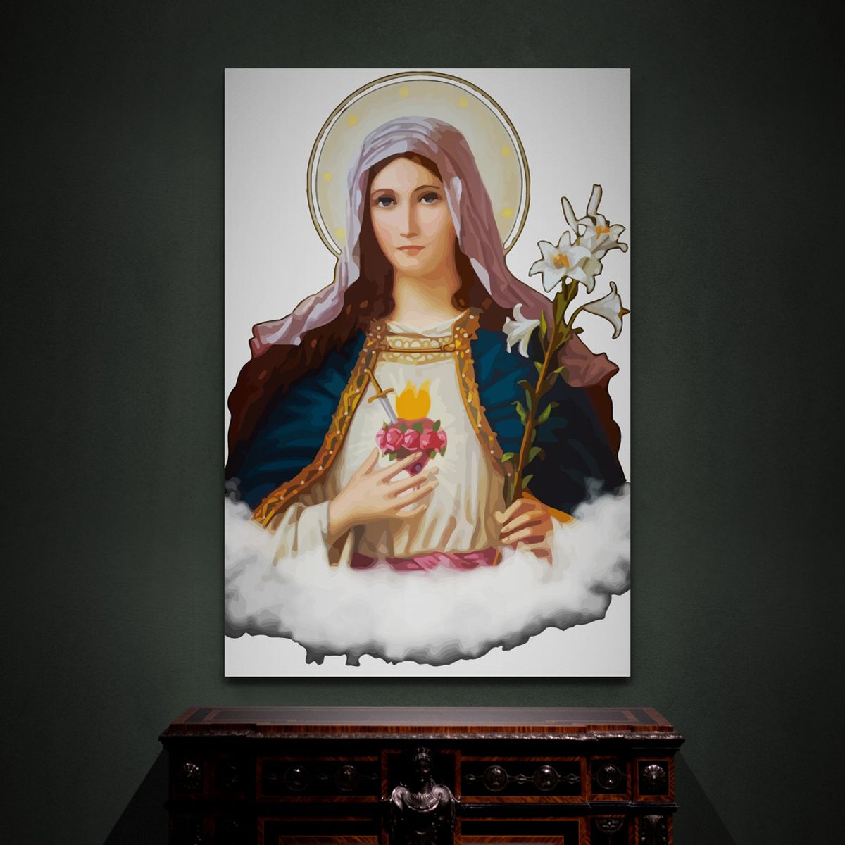 TAYRONA STORE - Cuadro En Lienzo Religioso Virgen Maria 036 50x70cm