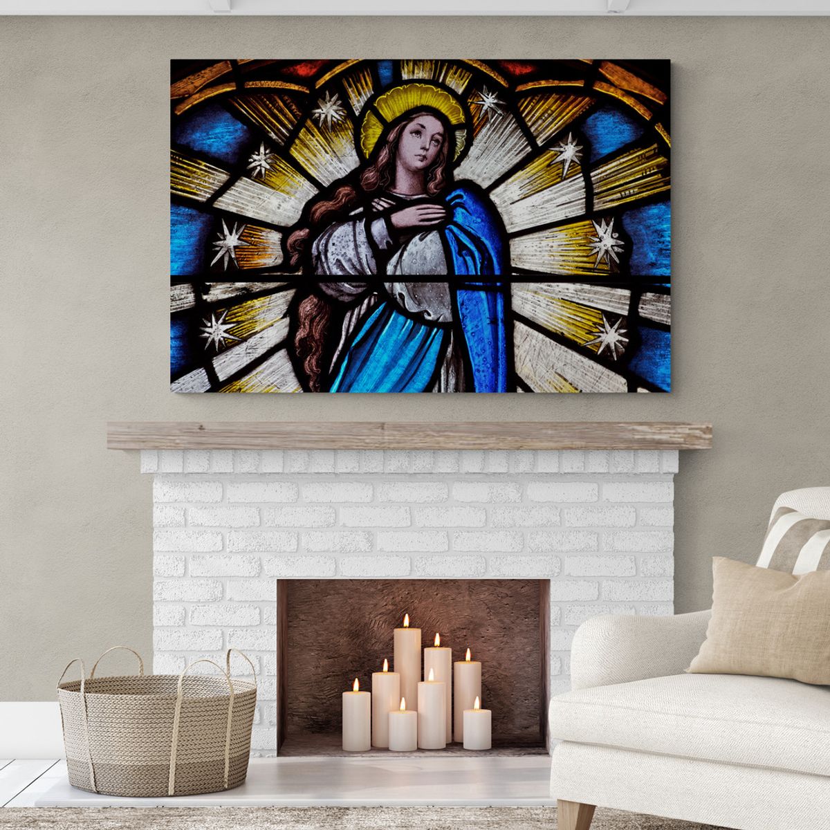 TAYRONA STORE - Cuadro En Lienzo Religioso Virgen Maria 040 70x50cm.