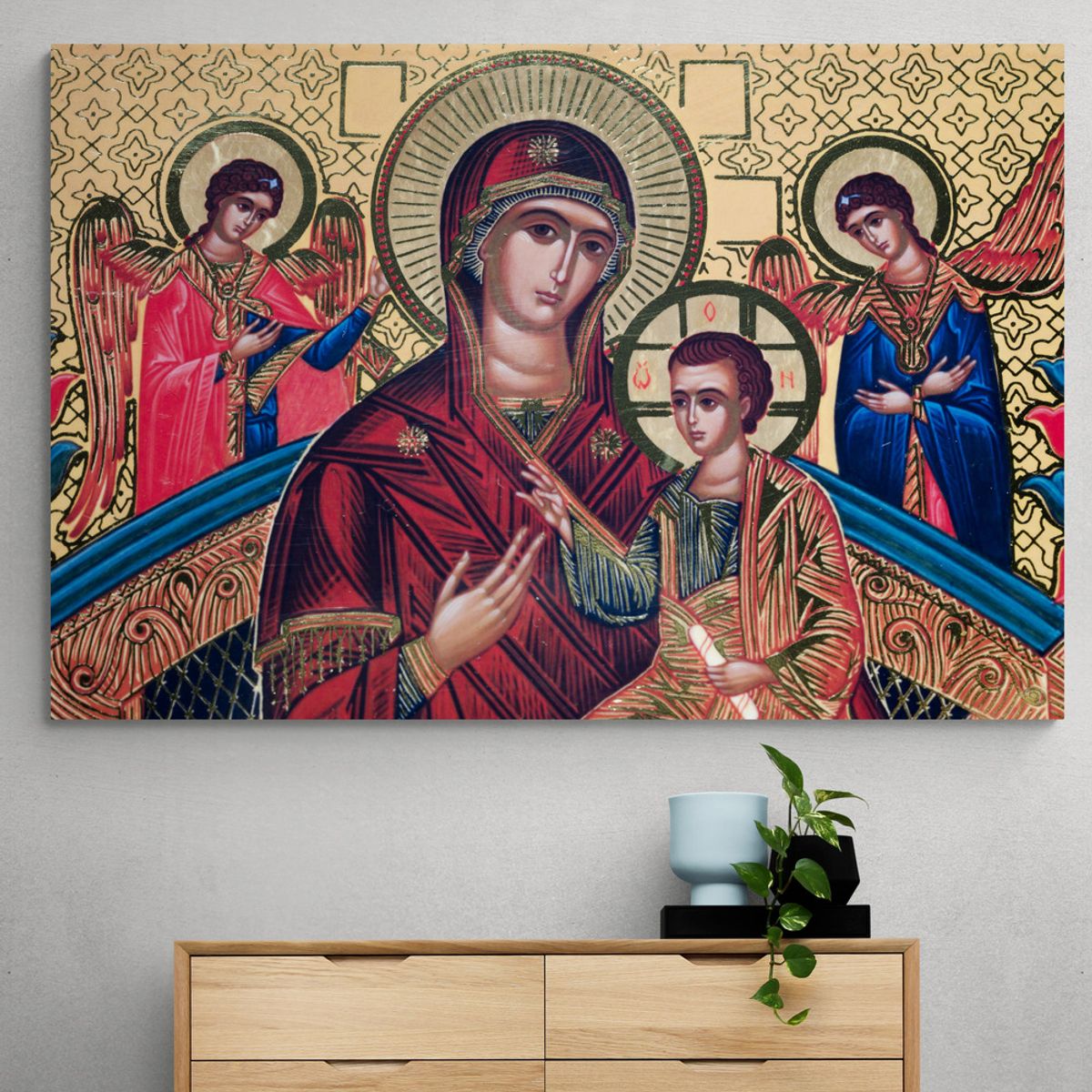 TAYRONA STORE - Cuadro En Lienzo Religioso Virgen Maria 048 70x50cm