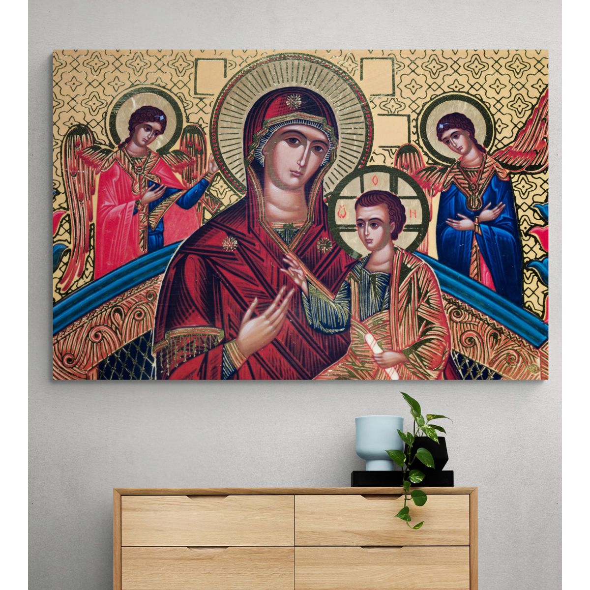 TAYRONA STORE - Cuadro En Lienzo Religioso Virgen Maria 048 70x50cm