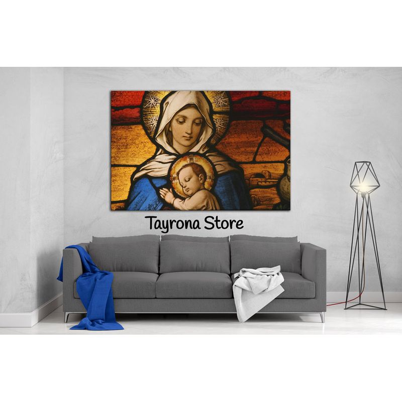 TAYRONA STORE - Cuadro En Lienzo Religioso Virgen Maria 01 100x70cm