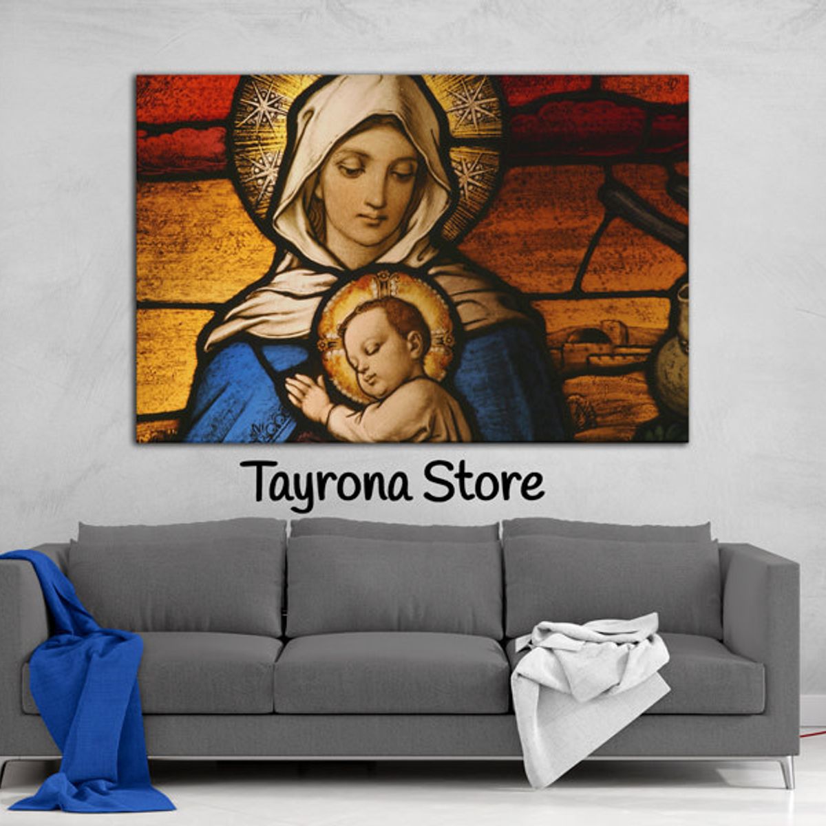 TAYRONA STORE - Cuadro En Lienzo Religioso Virgen Maria 01 150x100cm