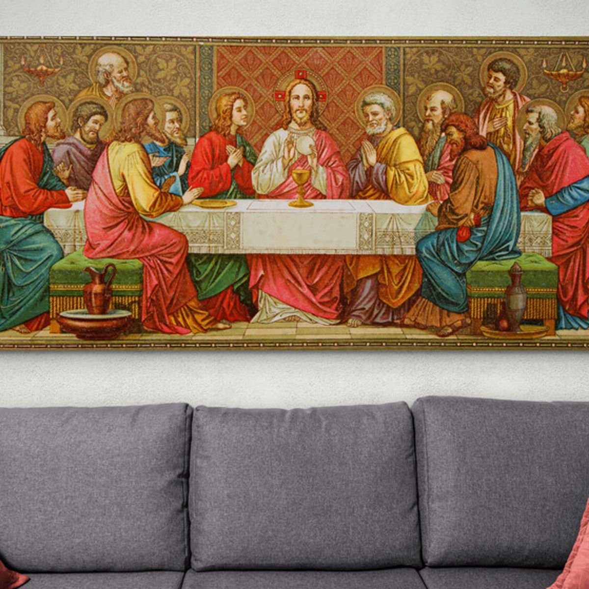 TAYRONA STORE - Cuadro En Lienzo Religioso Ultima Cena 151 110x50cm