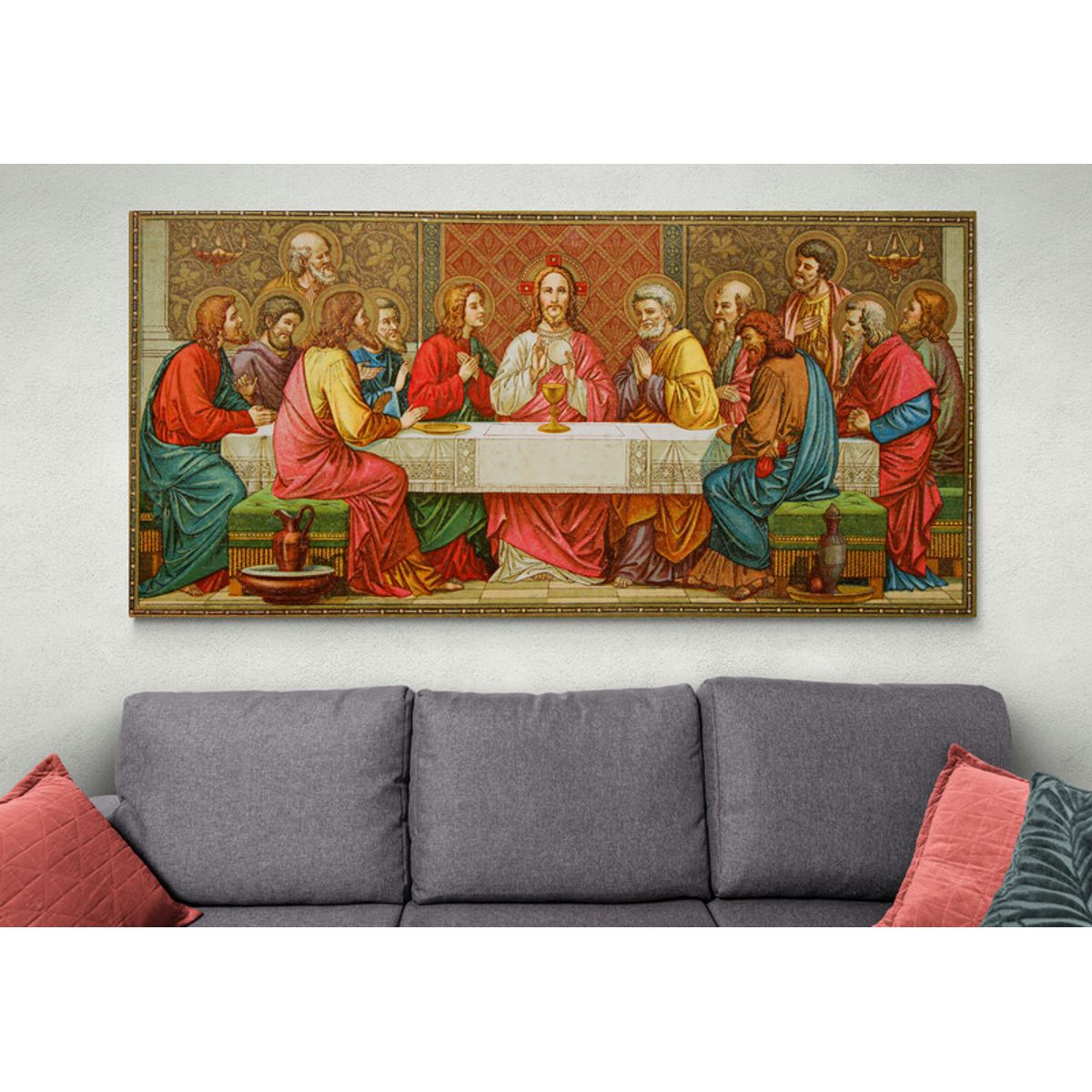 TAYRONA STORE - Cuadro En Lienzo Religioso Ultima Cena 151 110x50cm