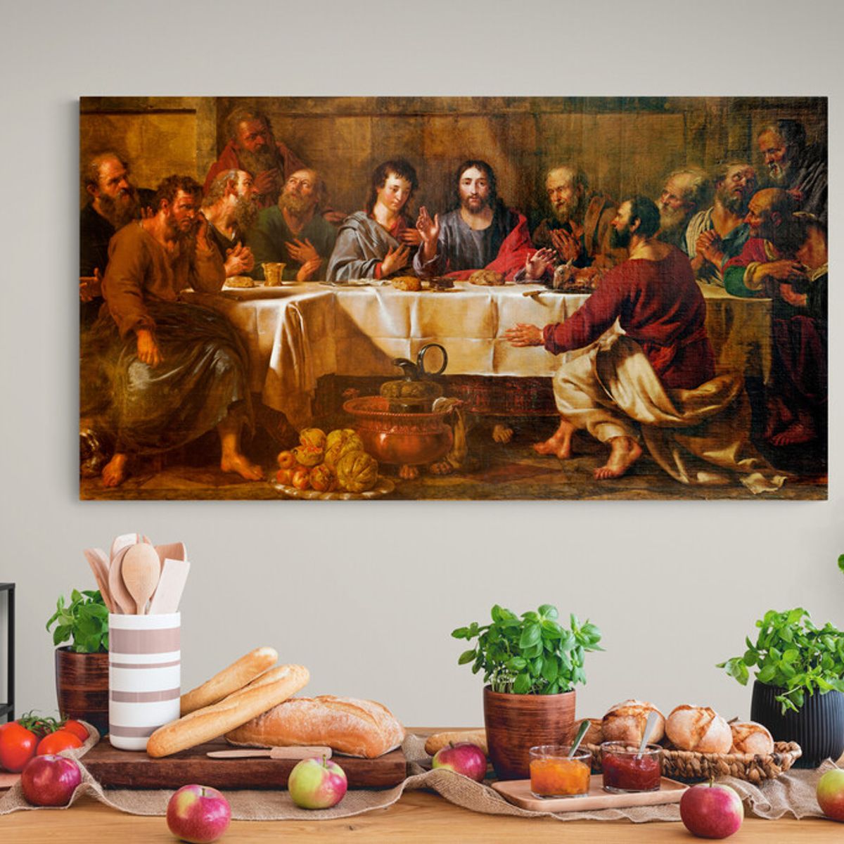 TAYRONA STORE - Cuadro En Lienzo Religioso Ultima Cena 154 130x70cm