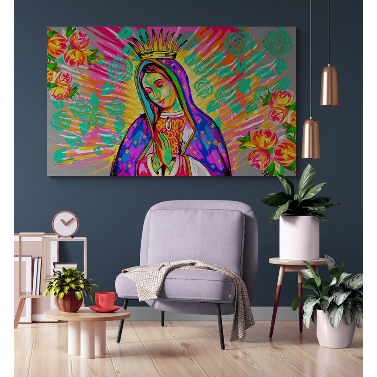 TAYRONA STORE - Cuadro En Lienzo Religioso Virgen De Guadalupe 087 130x70cm