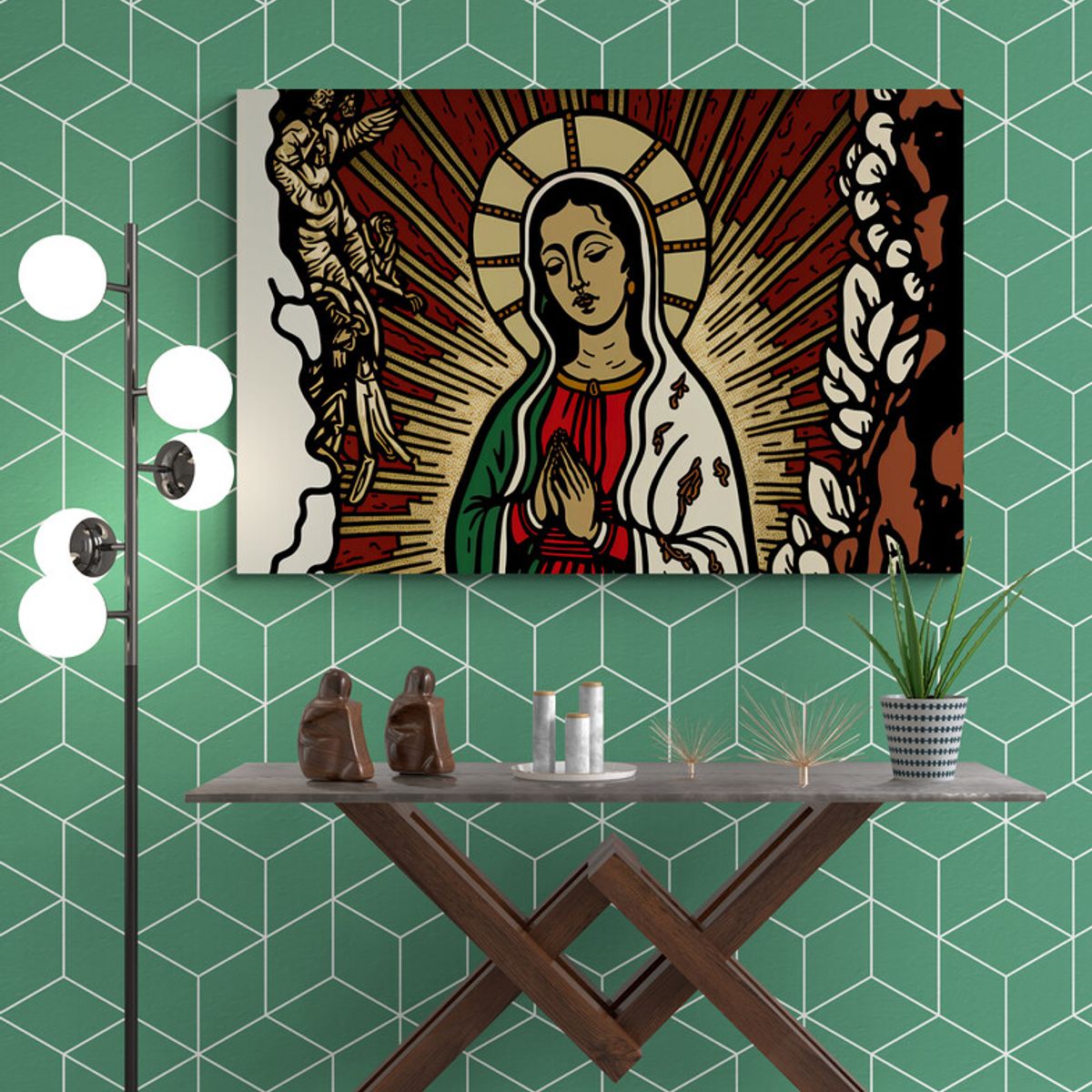 TAYRONA STORE - Cuadro En Lienzo Religioso Virgen Maria 083 120x80cm