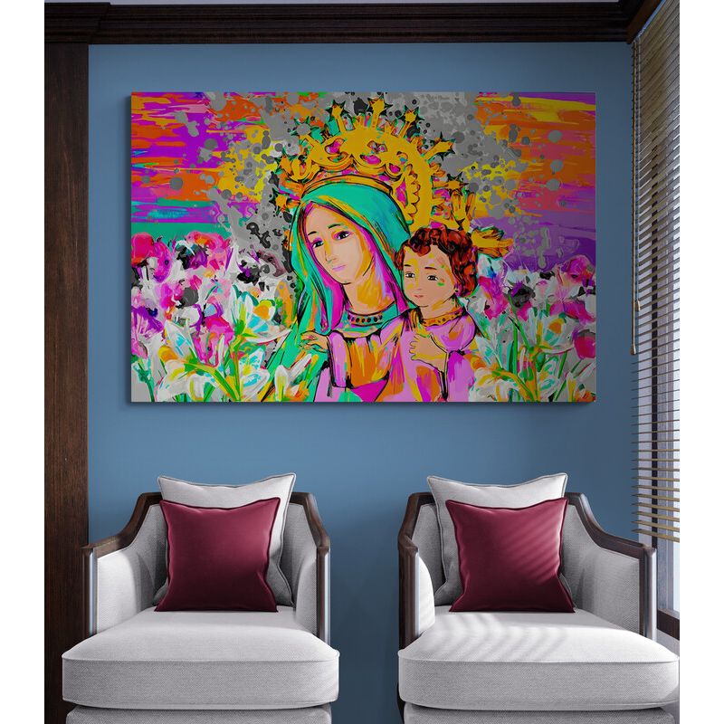 TAYRONA STORE - Cuadro En Lienzo Religioso Virgen Maria 090 120x80cm