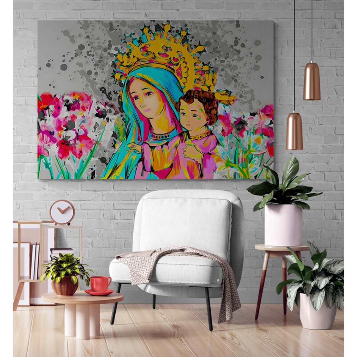 TAYRONA STORE - Cuadro En Lienzo Religioso Virgen Maria 094 100x70cm