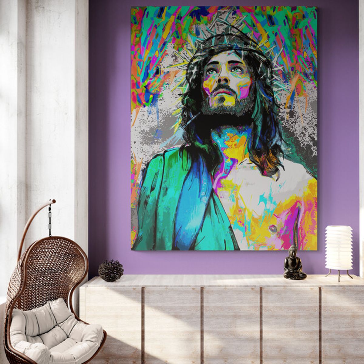 TAYRONA STORE - Cuadro En Lienzo Religioso Jesus Cristo 076 75x100cm