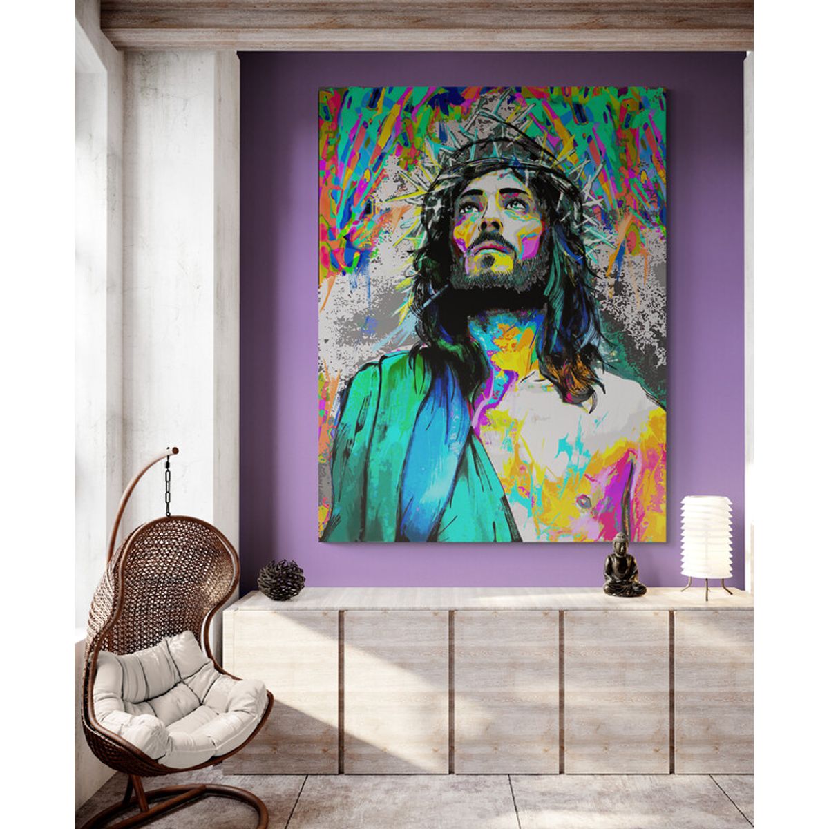 TAYRONA STORE - Cuadro En Lienzo Religioso Jesus Cristo 076 75x100cm