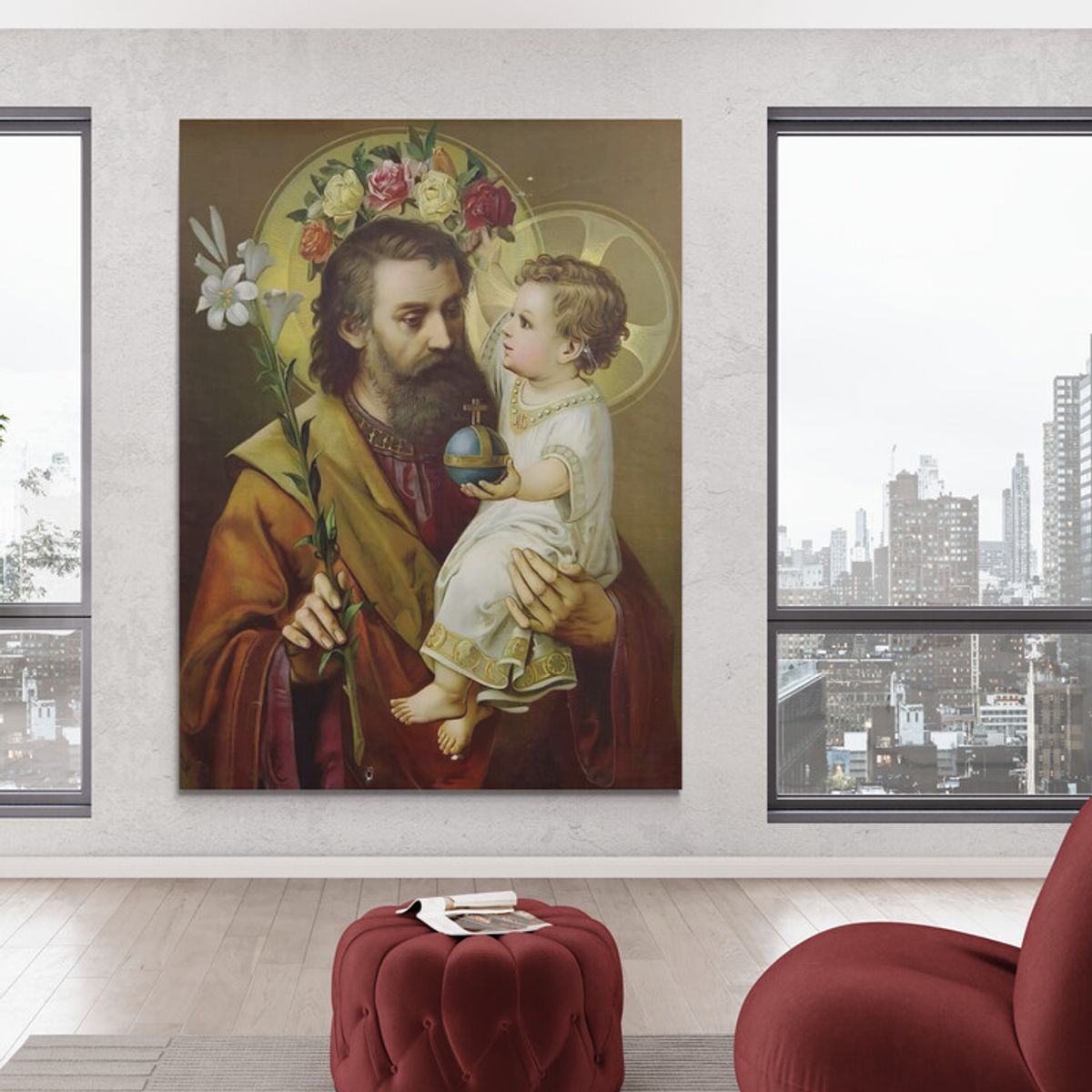 TAYRONA STORE - Cuadro En Lienzo Religioso San Jose 011 100x135cm