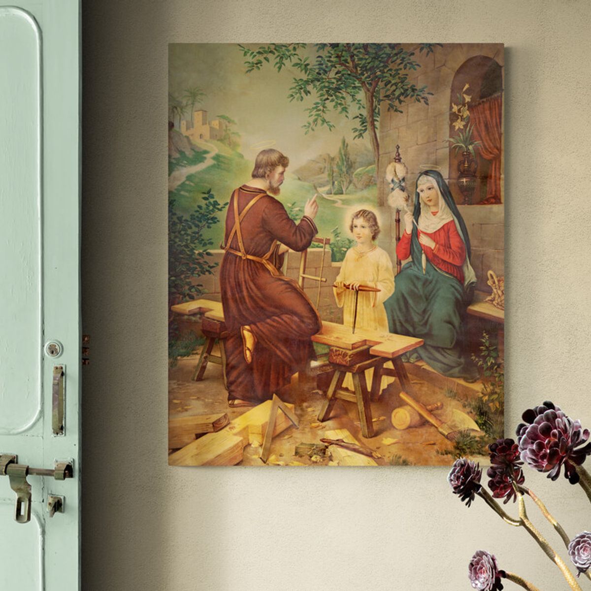 TAYRONA STORE - Cuadro En Lienzo Religioso Sagrada Familia 008 80x100cm