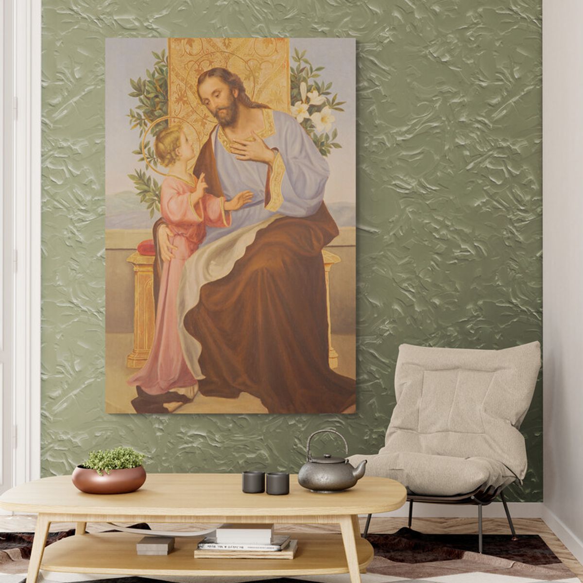 TAYRONA STORE - Cuadro En Lienzo Religioso San Jose 004 80x120cm