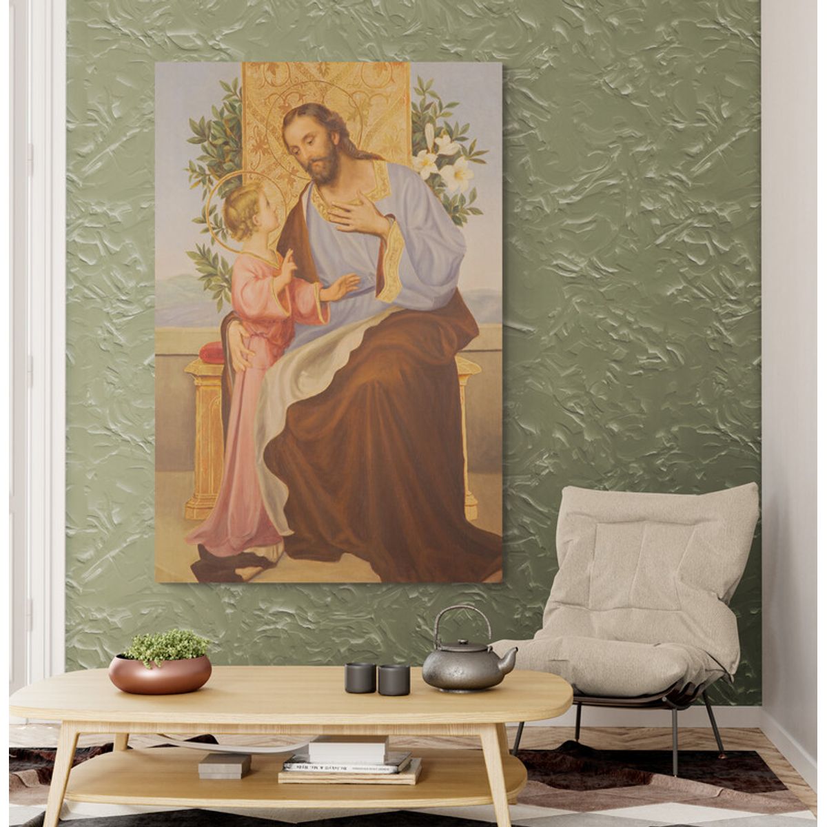 TAYRONA STORE - Cuadro En Lienzo Religioso San Jose 004 80x120cm