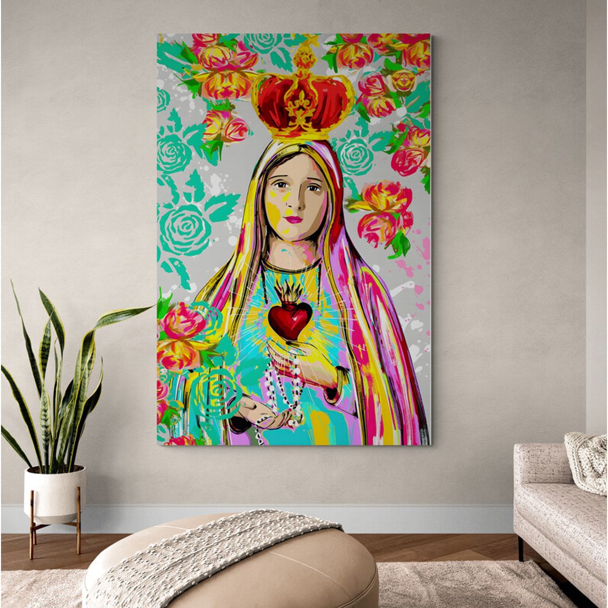 TAYRONA STORE - Cuadro En Lienzo Religioso Virgen Maria 093 80x120cm