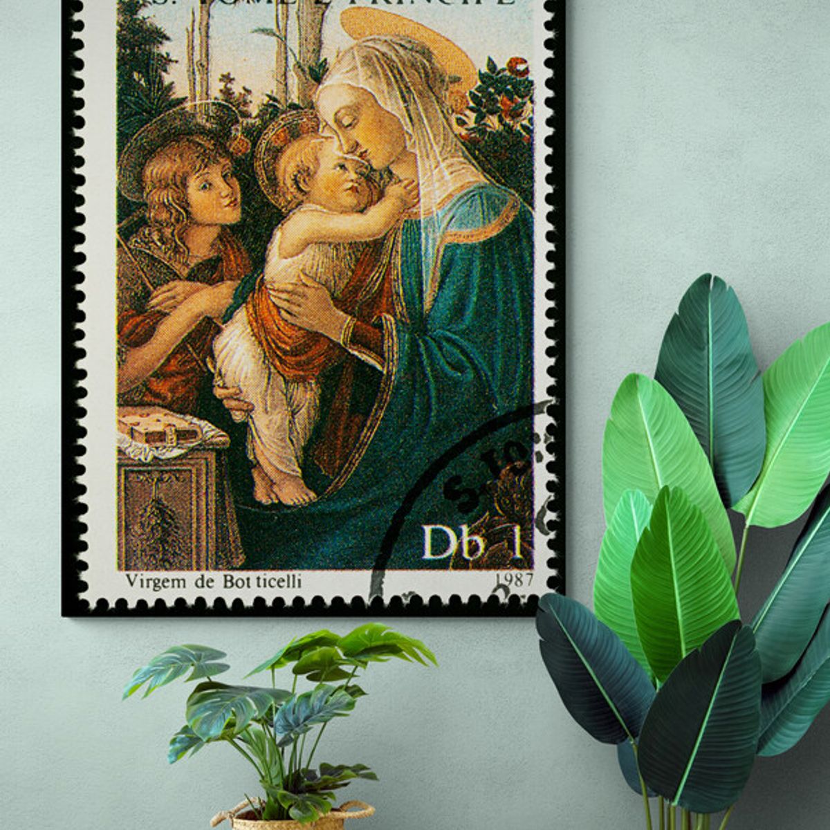 TAYRONA STORE - Cuadro Lienzo Religioso VirgMaria Estampilla 036 35x50cm