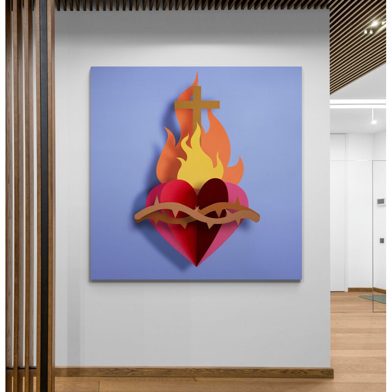 TAYRONA STORE - Cuadro En Lienzo Religioso Sagrado Corazon 027 90x90cm