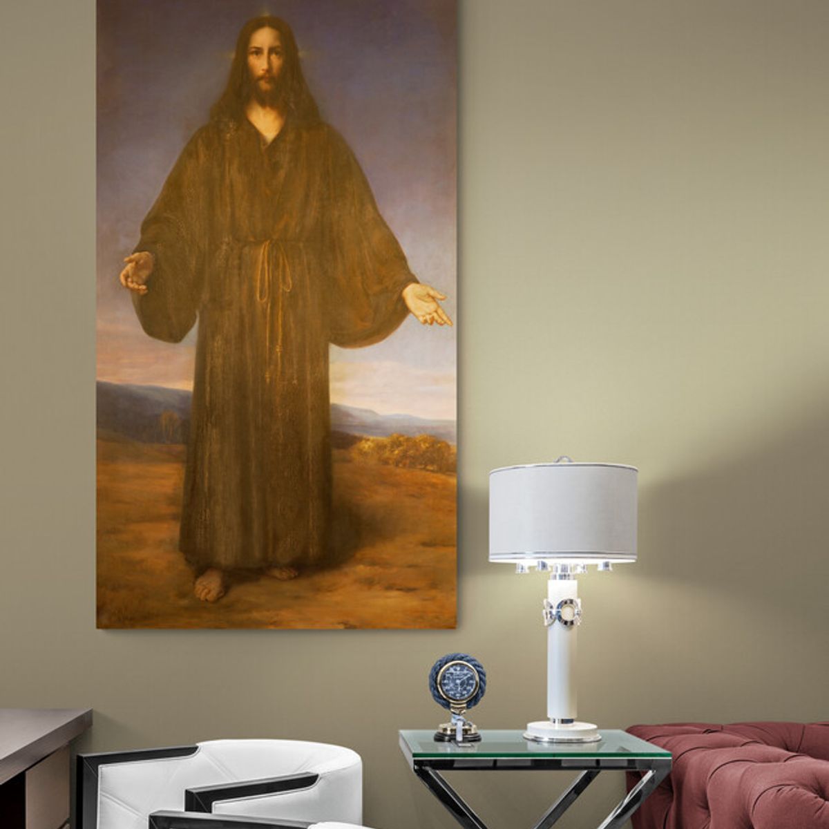 TAYRONA STORE - Cuadro Lienzo Religion Jesus Divina Misericordia 015 40x75cm