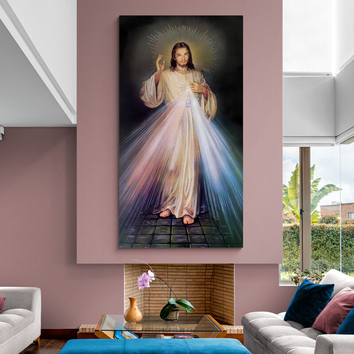 TAYRONA STORE - Cuadro Lienzo Religion Jesus Divina Misericordia 009 40x75cm
