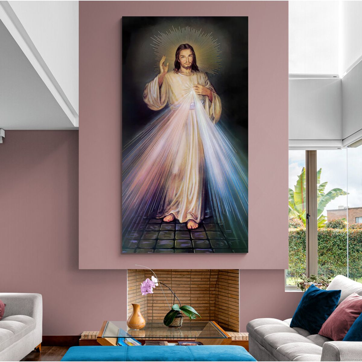 TAYRONA STORE - Cuadro Lienzo Religion Jesus Divina Misericordia 009 40x75cm