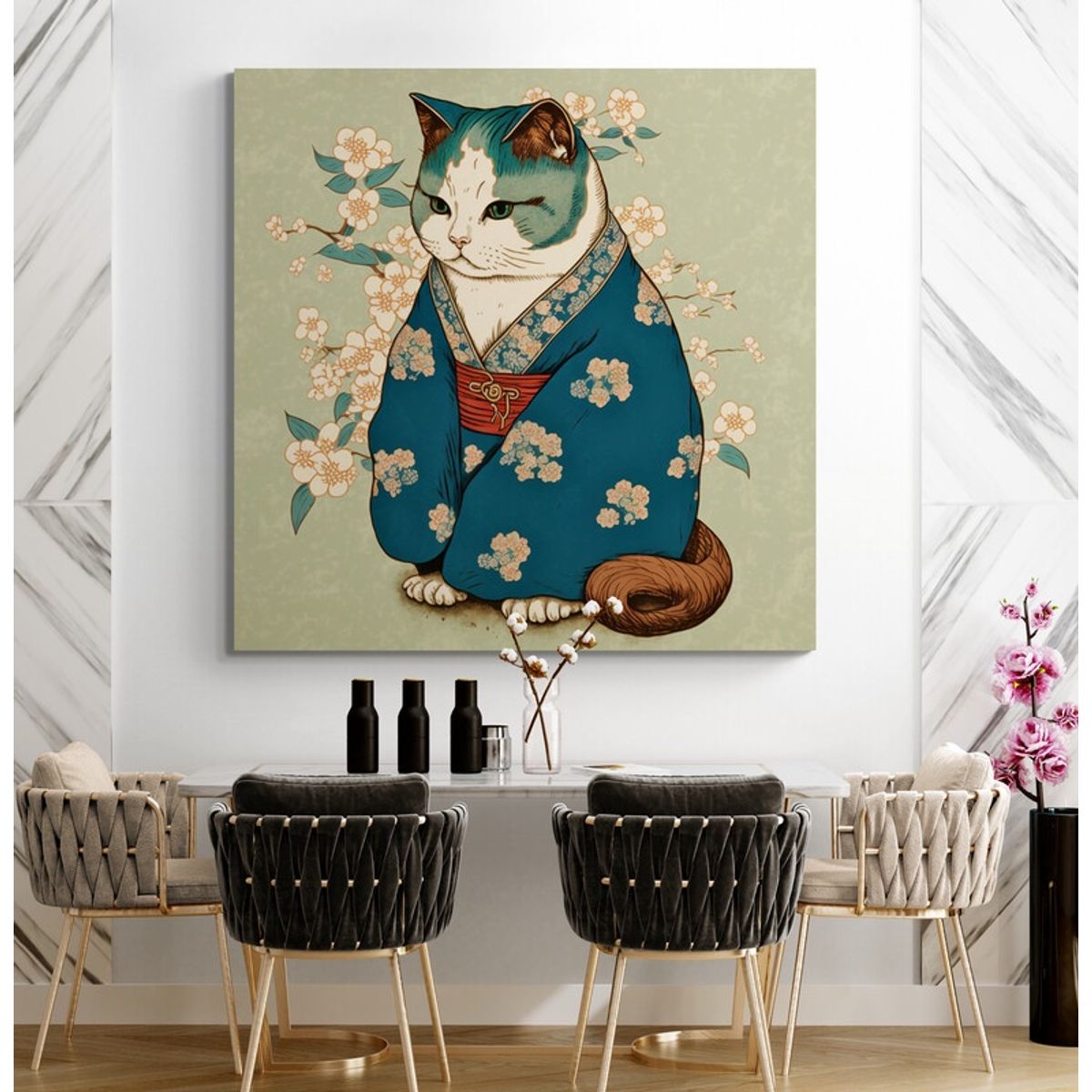 TAYRONA STORE - Cuadro En Lienzo Para Comedor Gatos 335 50x50cm